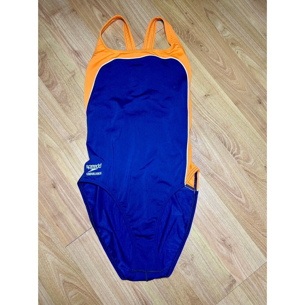 Speedo Endurance+ Poly Eclipse Splice Geoback one-piece swimsuit 10/36 L  Navy
